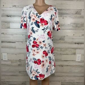 Ann Taylor Floral Dress Flutter Sleeve Shift Knee Length Cottagecore Wedding